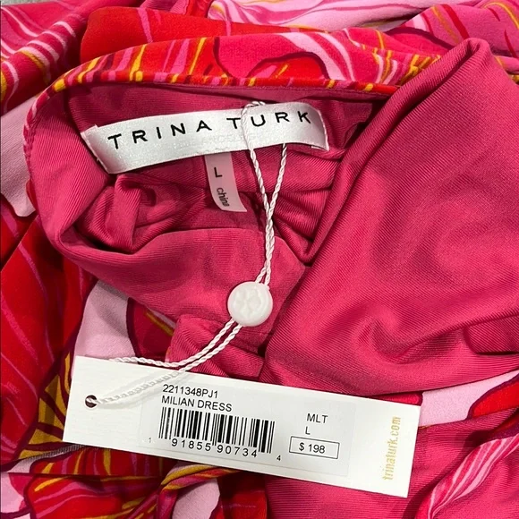 Vibrant Pink and Red Floral Maxi Dress Trina Turk - Picture 8 of 8